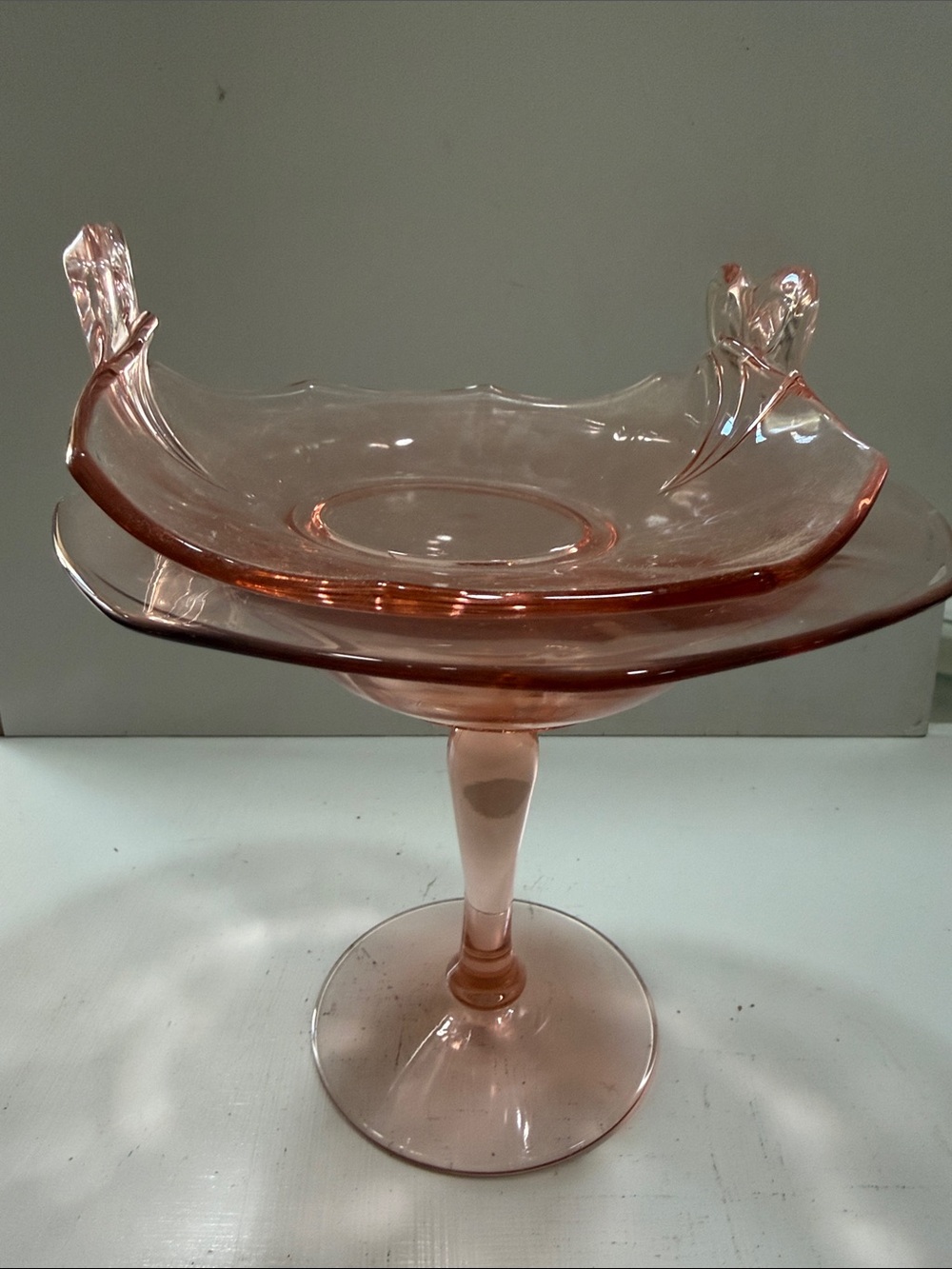 Elegant 1928 Depression Fostoria Fairfax Pink Glass Compote and Matching Dish - Picture 2 of 9